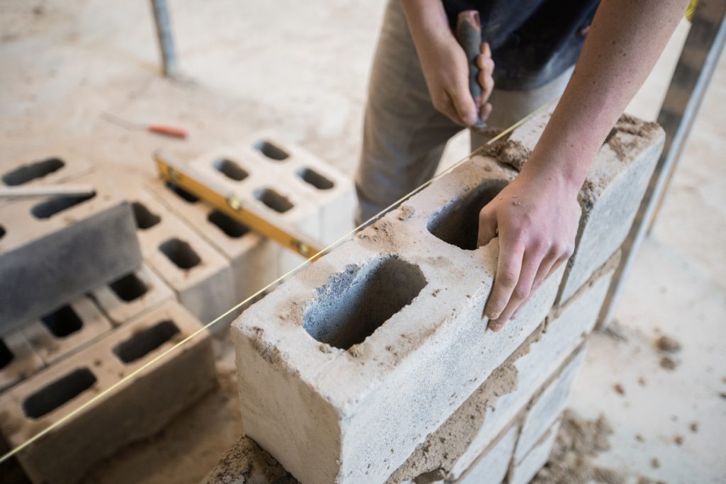 Cinder Blocks being layed